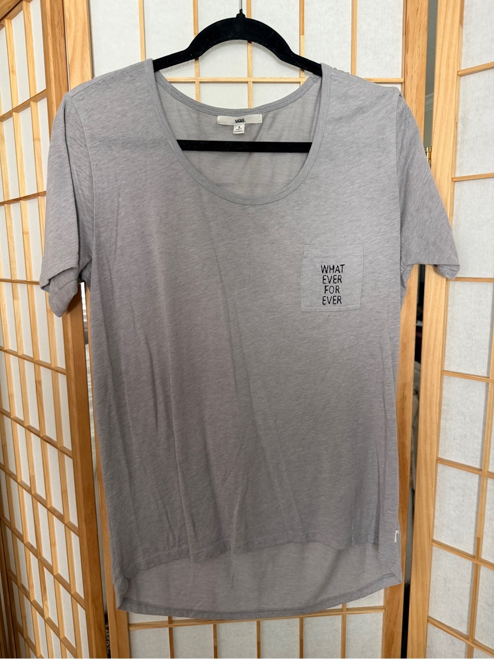 Vans Gray Short Sleeve Tee "Whatever For Ever" Pocket Graphic